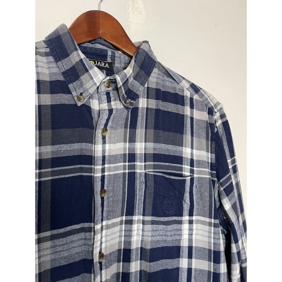 Sojara Upcycled Chigaco Bears Large Oversized Blue Flannel Chaps - Picture 4 of 7